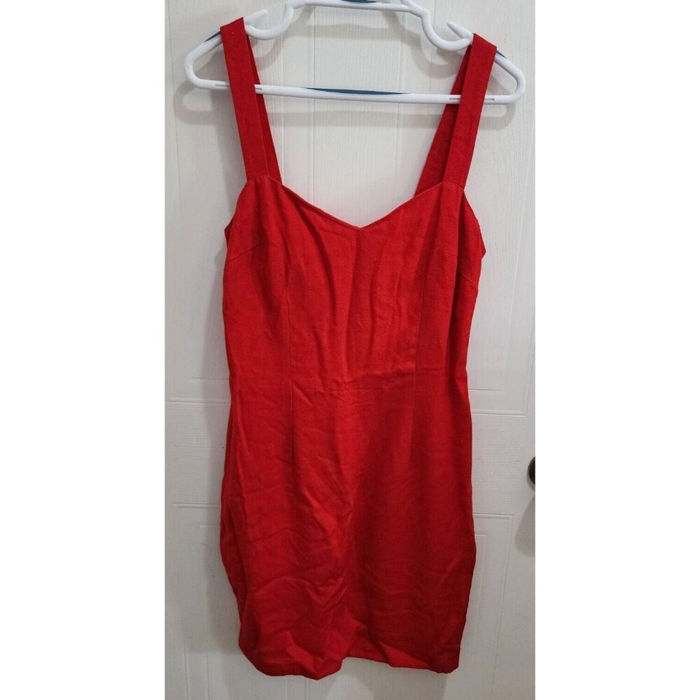 Vtg YOUNG EDWARDIAN Women's Sleeveless Sheath Mini Dress Rayon Solid Red Size 9
